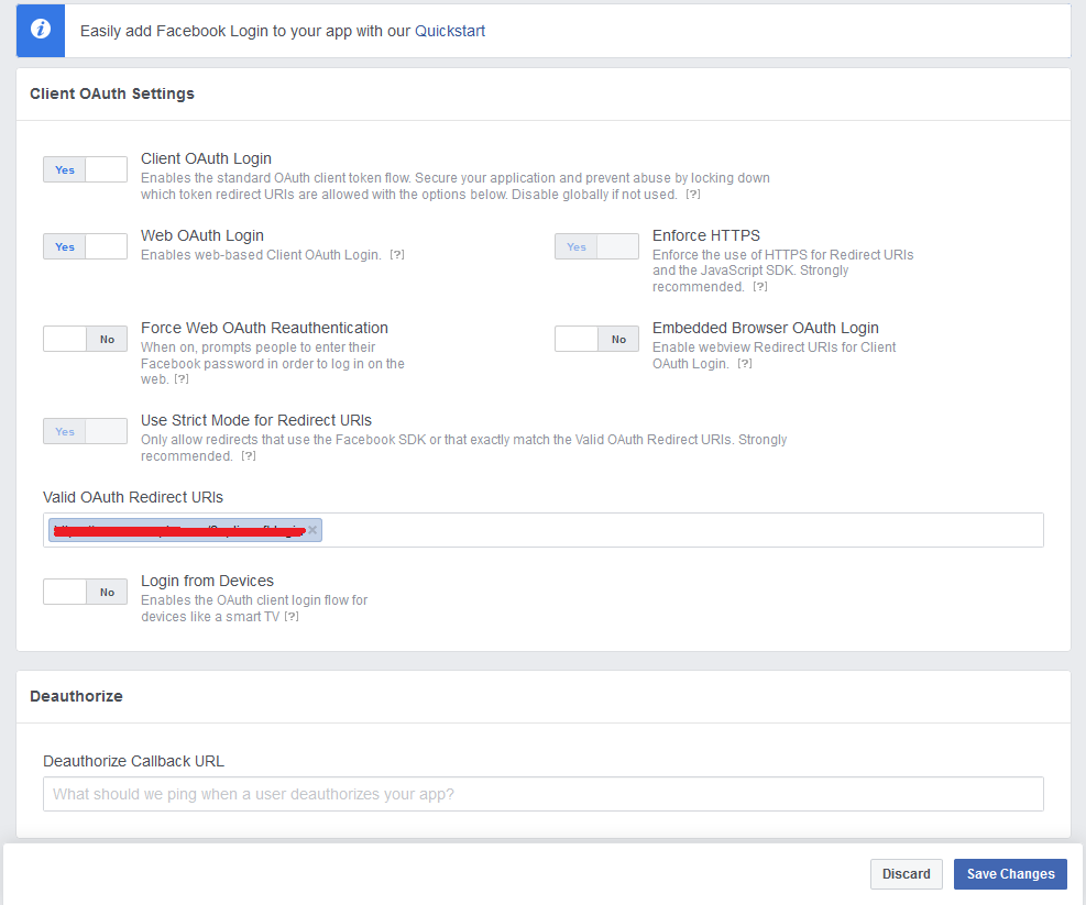 Facebook API Setup Step 5
