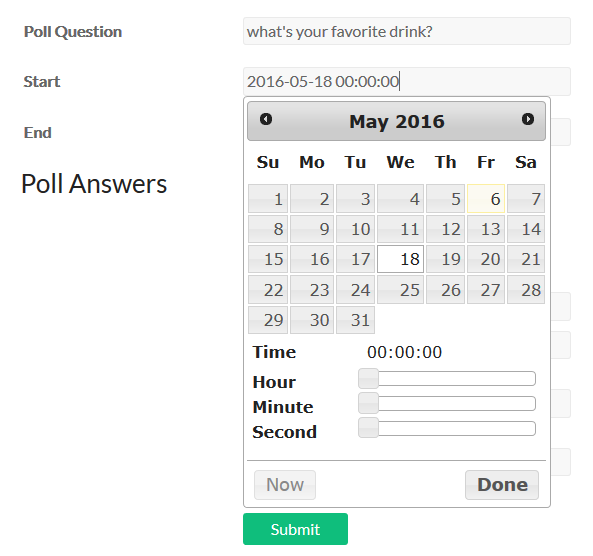 Create Poll Frontend View 1