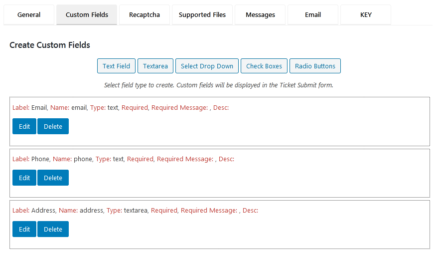 Custom Form Fields