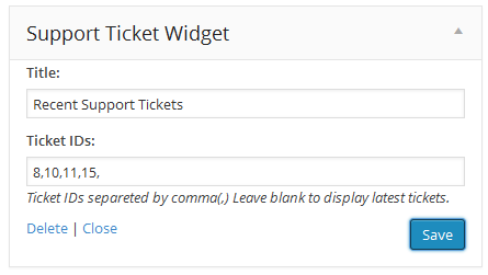 Ticket list widget settings