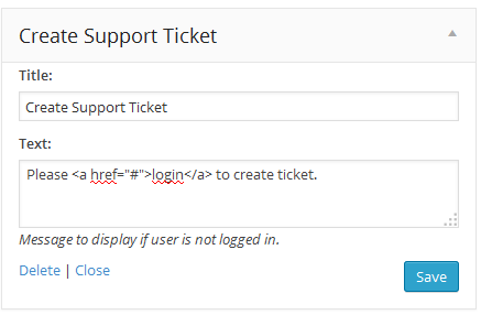 Create support ticket widget